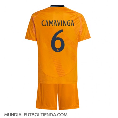 Camiseta Real Madrid Eduardo Camavinga #6 Segunda Equipación Replica 2024-25 para niños mangas cortas (+ Pantalones cortos)